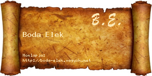 Boda Elek névjegykártya